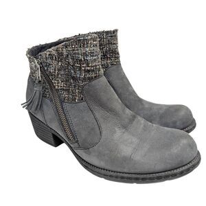 BOC born concept Charon blue gray leather & tweed upper ankle boots womens 8.5